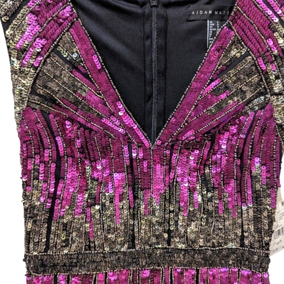 Aidan Mattox Vibrant Pink Sequinned Skater Sleeveless Cocktail Dress (0) - Picture 5 of 7